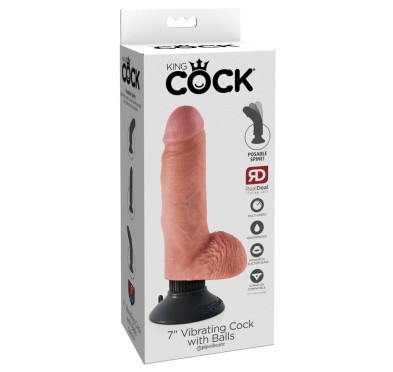 King Cock - Realistyczny Wibrator Z Jądrami I Przyssawką 18 CM Jasny Kolor Skóry